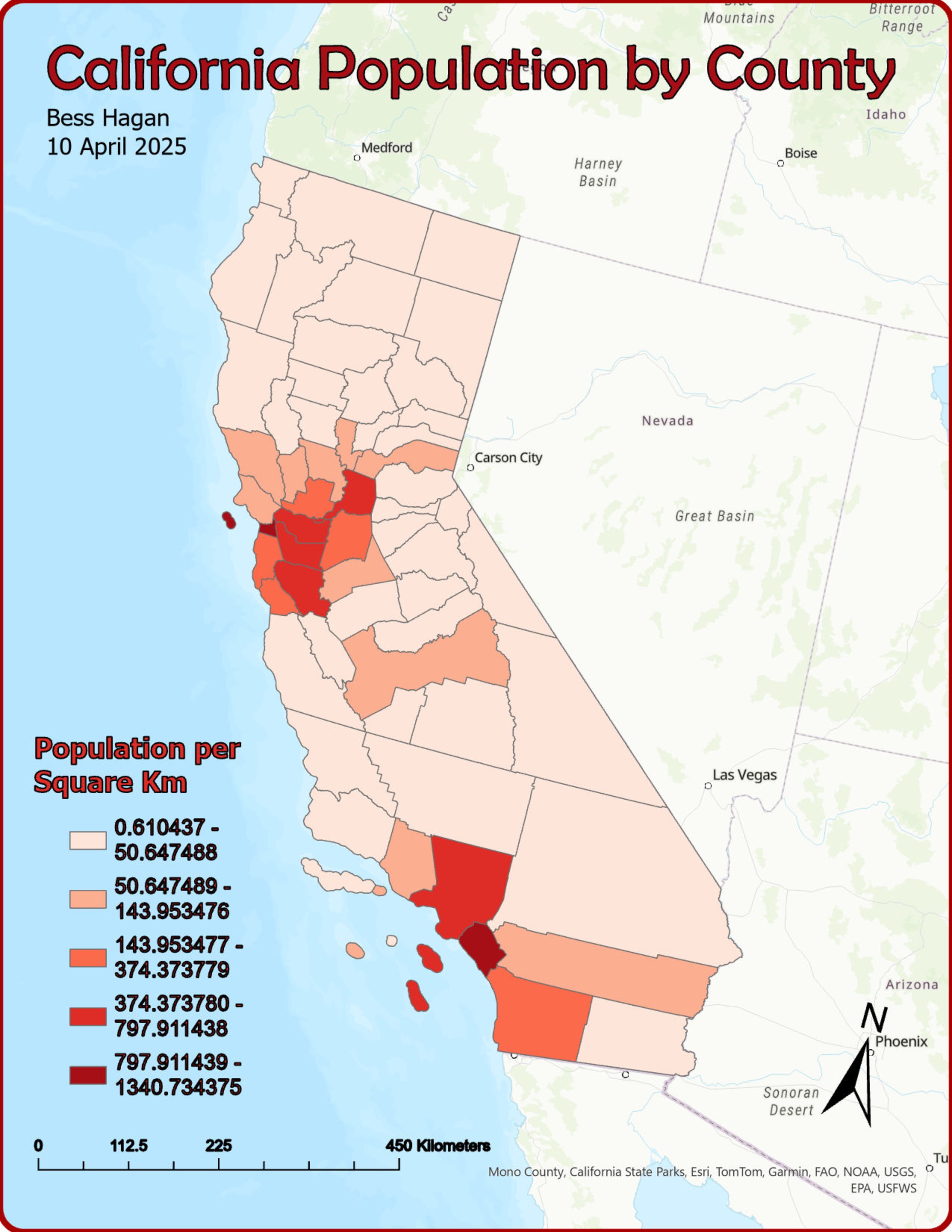 California population density by county